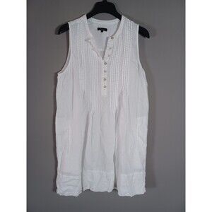 Quince Womens 100% European Linen Dress Women Large Pin Tuck Beach Resort Airy